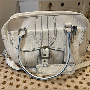 Isabella Fiore White Pebbled Leather Large Bag